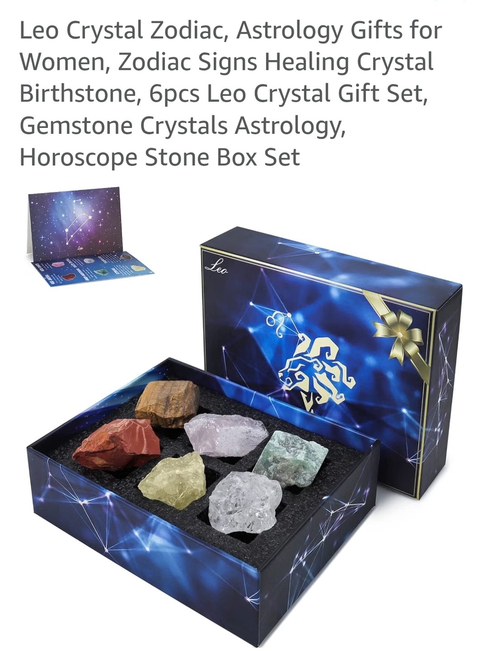 Leo Crystal Zodiac Healing Gemstone Set - Assorted Colors With Tray